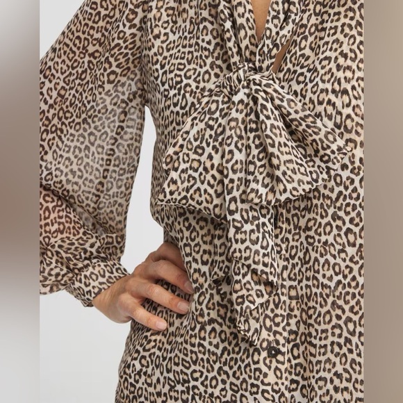 Chico’s Leopard Print Bow Tie Blouse Large - Picture 3 of 13